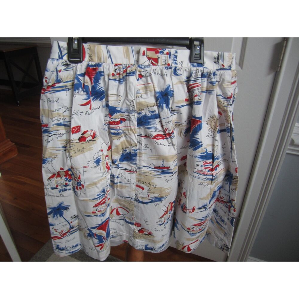 BROOKS BROTHERS FULL WHITE SKIRT WITH FLORIDA SITES IN RED AND BLUE SIZE 2